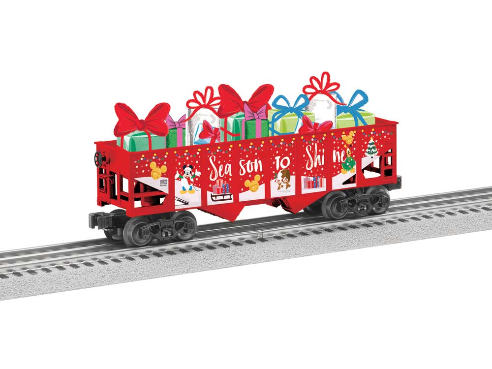 2-Bay Steel Hopper w/Present Load - 3-Rail - Ready to Run -- Disney Christmas (red, white)