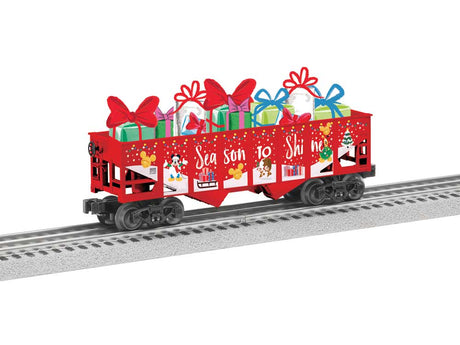 2-Bay Steel Hopper w/Present Load - 3-Rail - Ready to Run -- Disney Christmas (red, white)