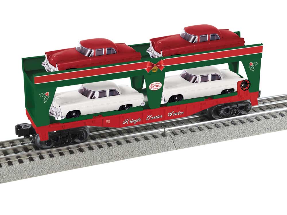 Auto Loader with Load - 3-Rail - Ready to Run -- Kringle Carrier Service North Pole Central (green, red)