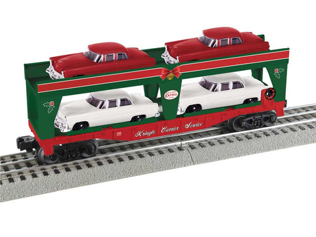 Auto Loader with Load - 3-Rail - Ready to Run -- Kringle Carrier Service North Pole Central (green, red)