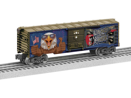 Steel Boxcar - 3-Rail - Ready to Run -- America 250 Screaming Eagle  (gold, blue)