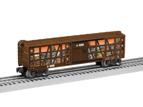 Transport Boxcar - 3-Rail - Ready to Run -- Looney Tunes Acme #28810 (Boxcar Red, Color Interior)
