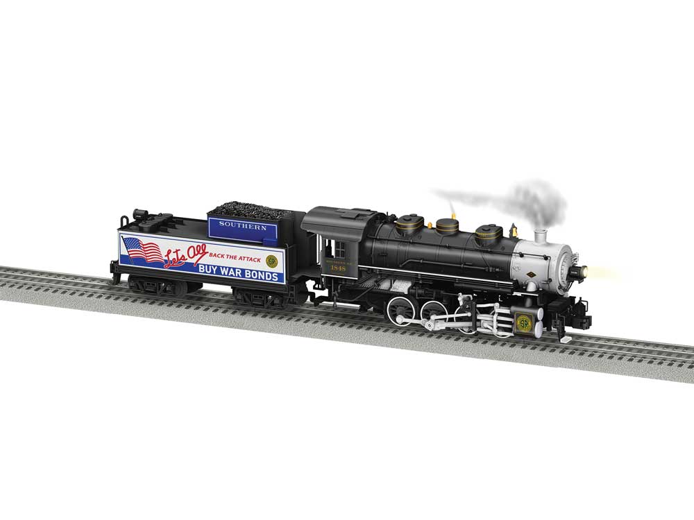 USRA 0-8-0 - 3-Rail - Legacy Sound & Control -- Southern Railway #1848 (black, graphite, blue, white, Buy War Bonds)