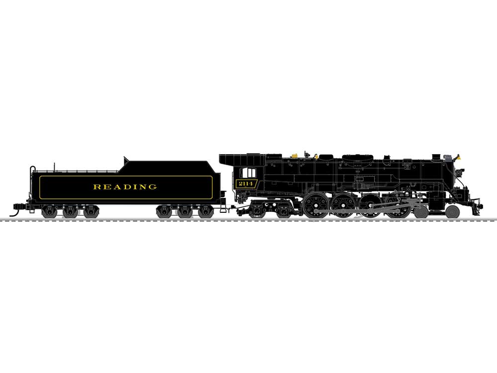 Class T1 4-8-4 3-Rail w/Legacy Sound, Control & Smoke -- Reading #2114 (black, yellow)