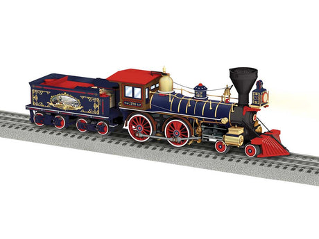 4-4-0 Brass Hybrid 3-Rail w/Legacy Sound, Control & Smoke -- America #1776 (blue, black, red, white, gold)