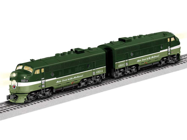 EMD F3 A-A Set - 3-Rail - Legacy Sound & Control -- Northern Pacific #6501A, 6501C (Loewy 2-Tone Green)