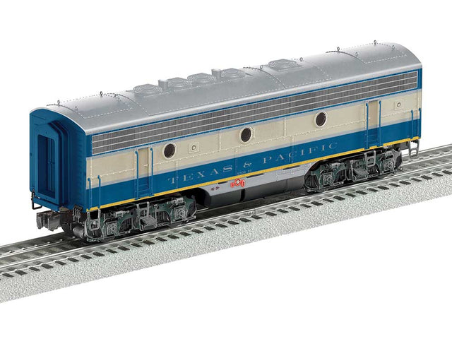 EMD F7B - 3-Rail w/Legacy SuperBass Sound & Smoke - Non Powered -- Texas & Pacific (Eagle, blue, gray)