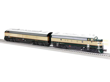 EMD E8A - F7A Set - 3-Rail - Legacy(R) Sound and Control -- Burlington Northern #BN1, BN3 (Executive, green, cream)