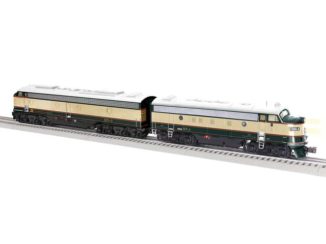 EMD E8A - F7A Set - 3-Rail - Legacy(R) Sound and Control -- Burlington Northern #BN1, BN3 (Executive, green, cream)