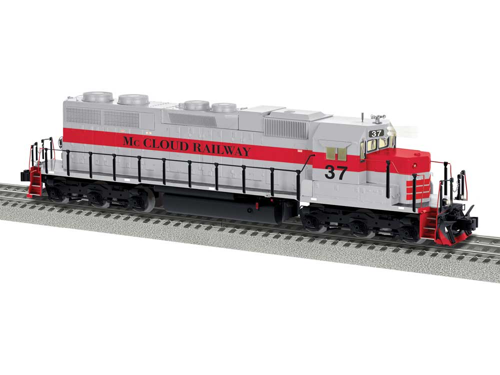 EMD SD38 - 3-Rail - Legacy Sound & Control -- McCloud River #37 (silver, red)