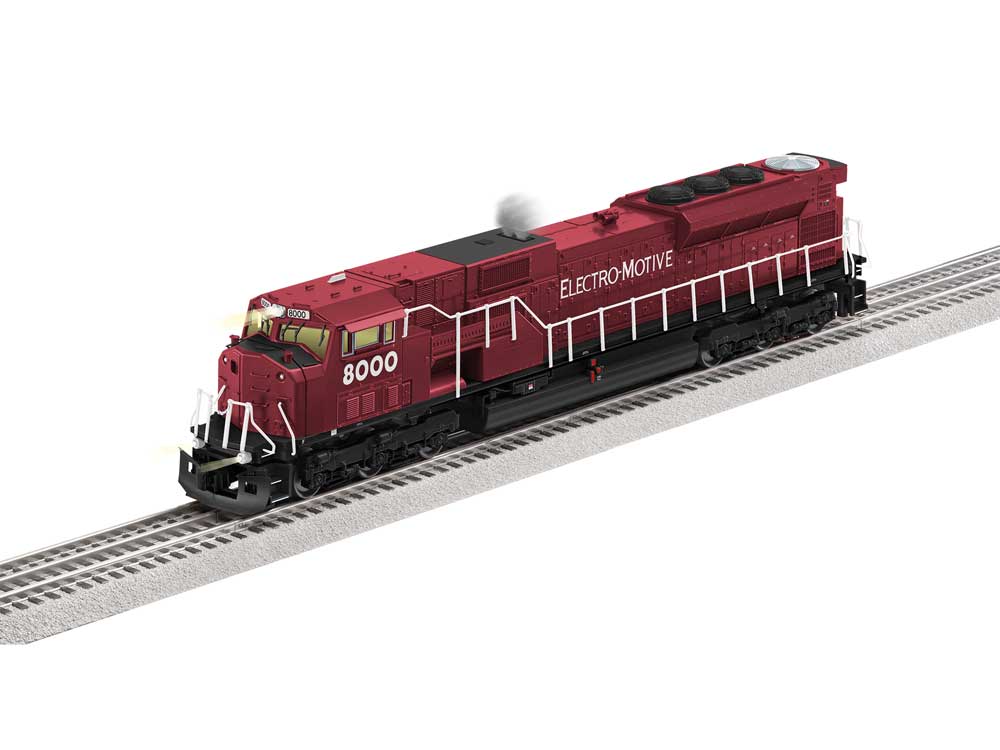 EMD SD80MAC - 3-Rail - Legacy(R) Sound and Control -- EMD #8000 (Demonstrator, maroon, black)