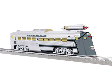 Jet Rail Diesel Car - 3-Rail - LionChief 2.0 Sound and Control -- New York Central #M-497 Black Beetle (stainless, gray)