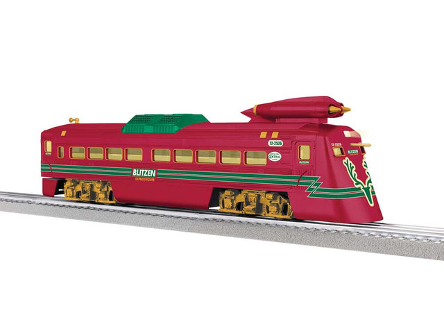 Jet Rail Diesel Car - 3-Rail - LionChief 2.0 Sound and Control -- Blitzen Express Route #12-2526 (Christmas, red, green)