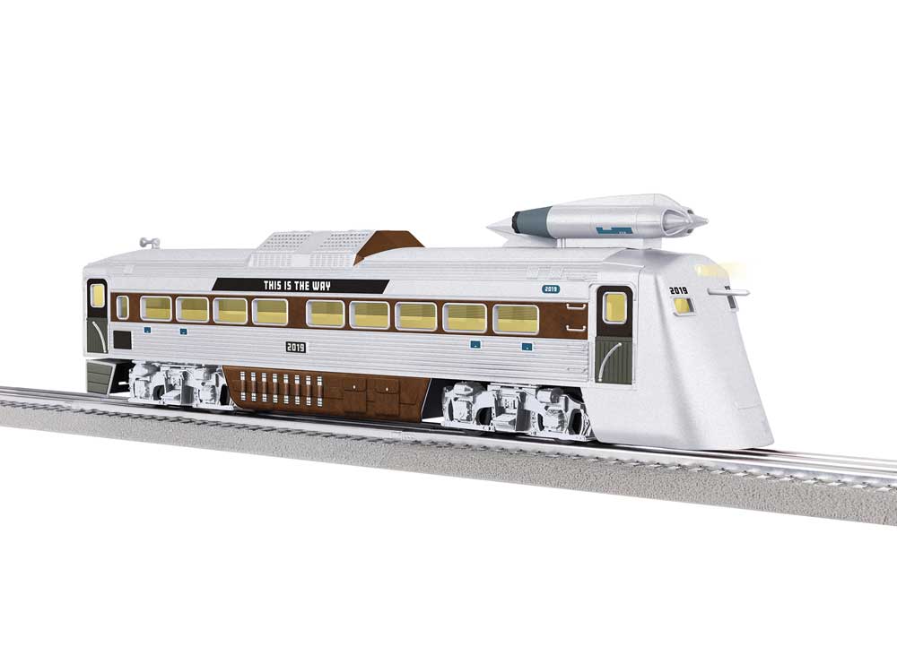 Jet Rail Diesel Car - 3-Rail - LionChief 2.0 Sound and Control -- Star Wars(TM) Mandalorian(TM) #2019 (stainless, brown, black)-1