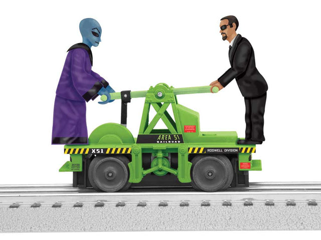 Operating Handcar - Conventional 3-Rail -- Area 51 (green, black)
