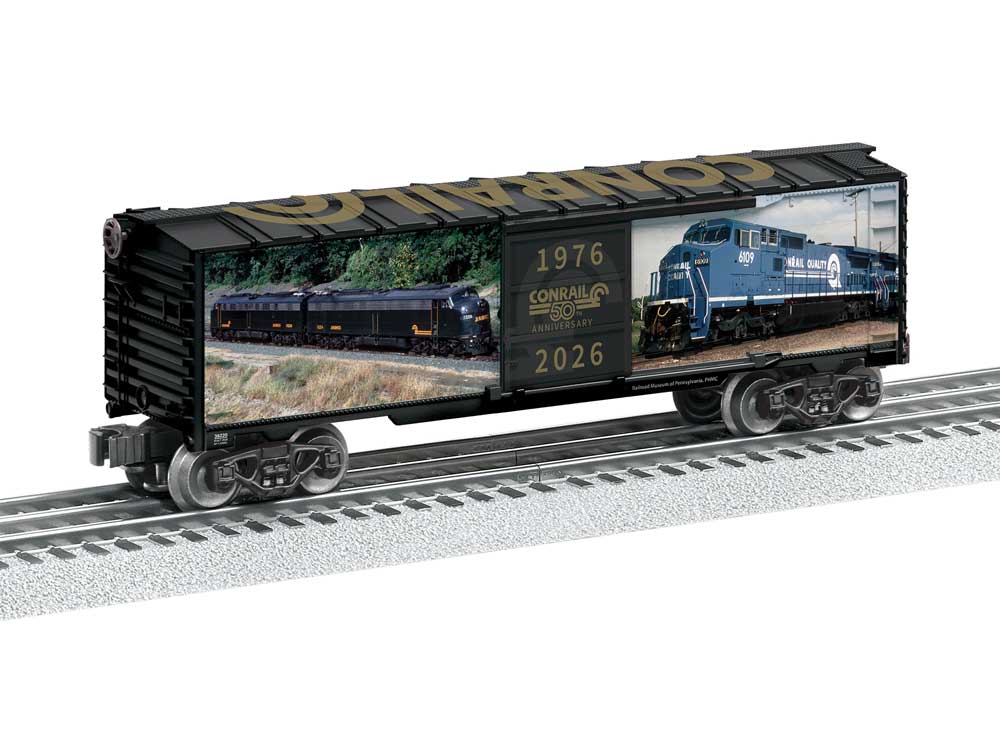 Steel Boxcar - 3-Rail - Ready to Run -- Conrail (50th Anniversary, Full-Color Scenes)-2