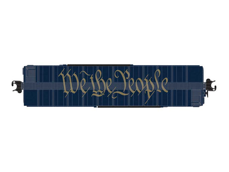Steel Boxcar - 3-Rail - Ready to Run -- America 250 Declaration of Independence (white, blue, sepia graphics)-2