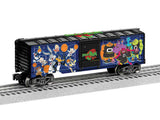 Steel Boxcar - 3-Rail - Ready to Run -- Looney Tunes Space Jam (30th Anniversary, black, Full-Color Sides)-1