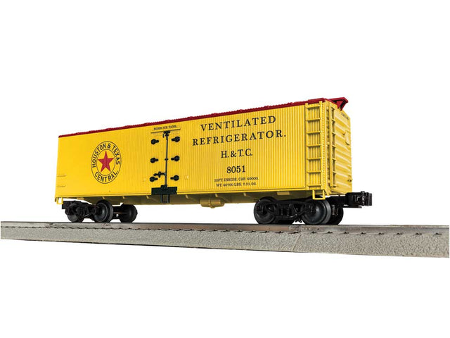 Wood Reefer - 3-Rail - Ready to Run -- Houston & Texas Central #8051 (yellow, Boxcar Red)