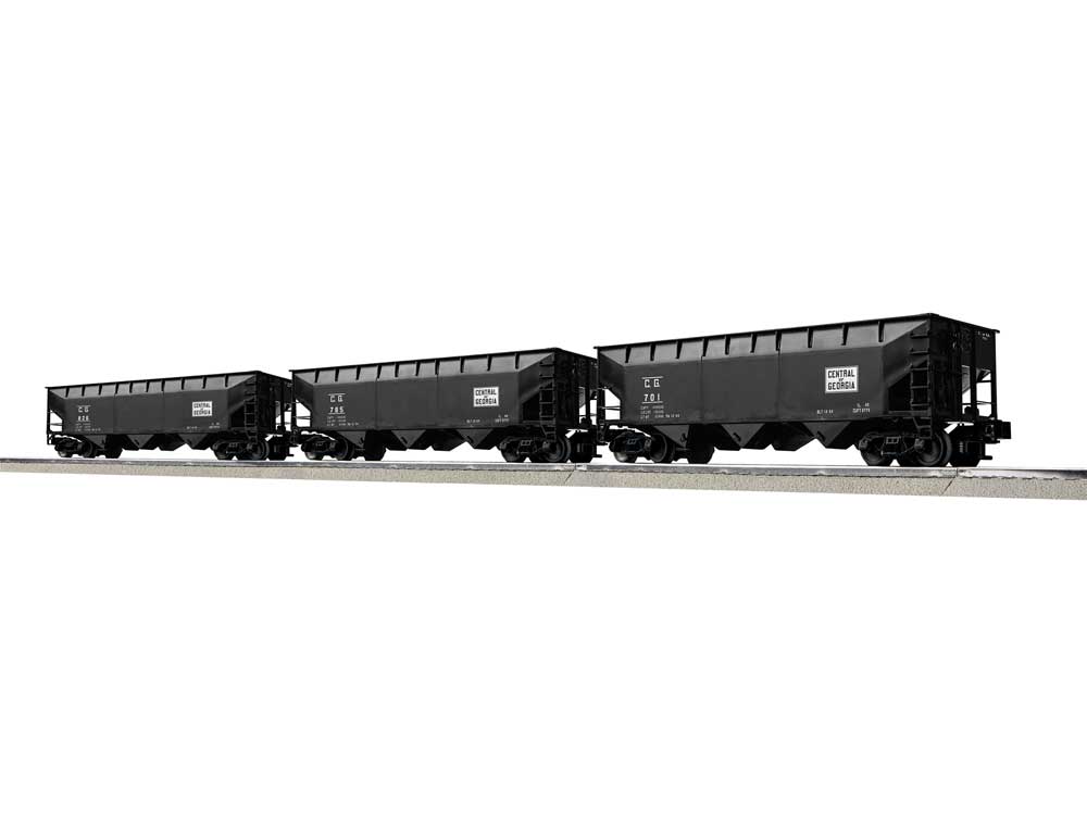 AAR 70-Ton Offset-Side 3-Bay Hopper 3-Pack - 3-Rail - Ready to Run -- Central of Georgia Set A #826, 785, 701 (black)