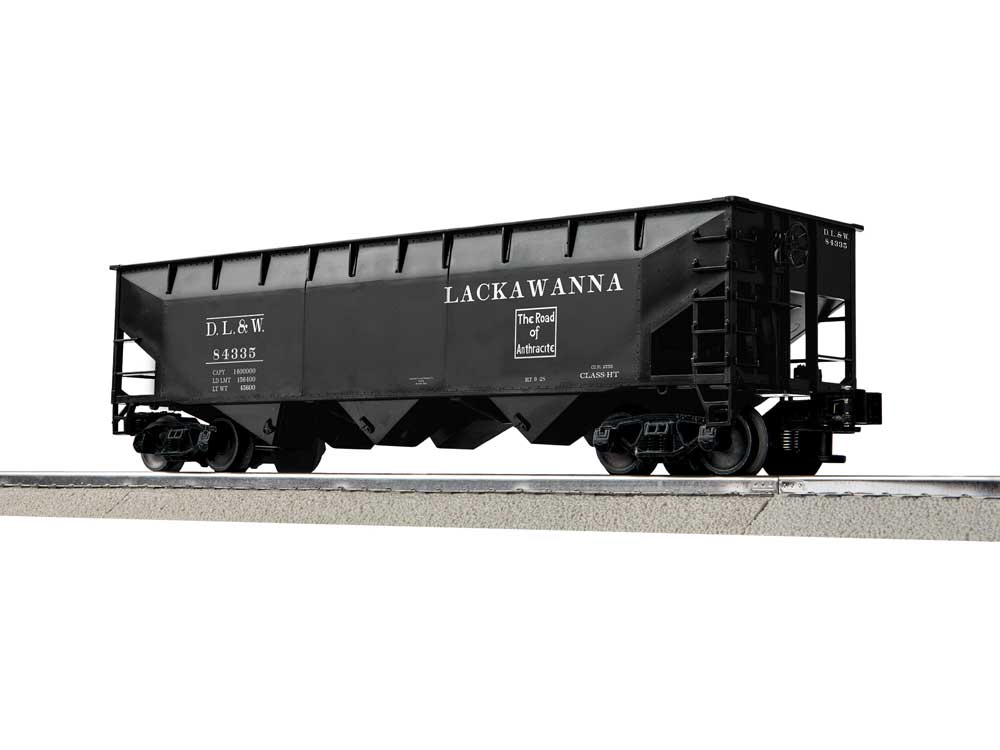 AAR 70-Ton Offset-Side 3-Bay Hopper 3-Pack - 3-Rail - Ready to Run -- Delaware, Lackawanna & Western #84335 (black, Anthracite Logo)