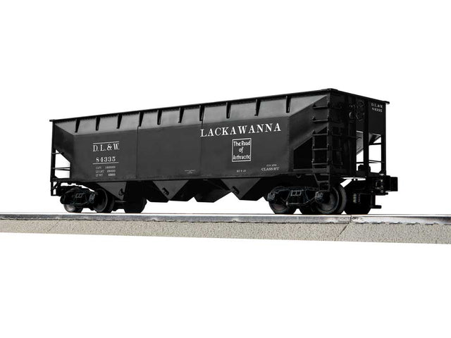 AAR 70-Ton Offset-Side 3-Bay Hopper 3-Pack - 3-Rail - Ready to Run -- Delaware, Lackawanna & Western #84335 (black, Anthracite Logo)