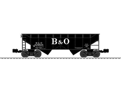 AAR 2-Bay Offset Hopper - 3-Rail - Ready to Run -- Baltimore & Ohio #825528 (black, Large B&O)
