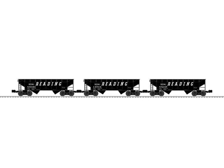 AAR 2-Bay Offset Hopper 3-Pack - 3-Rail - Ready to Run -- Reading #88030, 14734, 88247 (black, Speed lettering)