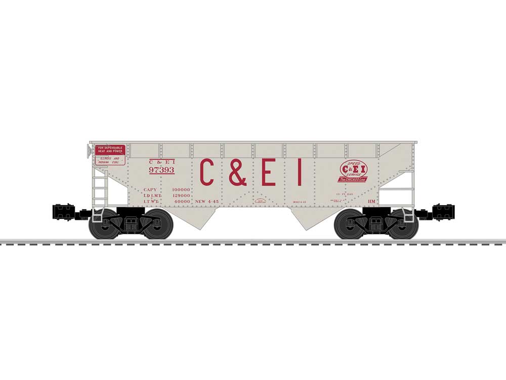 AAR 2-Bay Offset Hopper - 3-Rail - Ready to Run -- Chicago & Eastern Illinois #97393 (gray, red, Billboard C&EI)