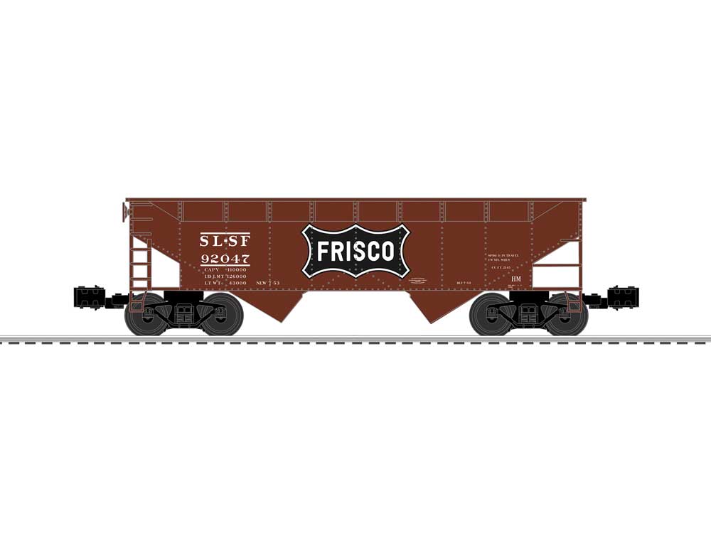 AAR 2-Bay Offset Hopper - 3-Rail - Ready to Run -- St. Louis-San Francisco #92047 (Boxcar Red, black, Large Frisco Logo)