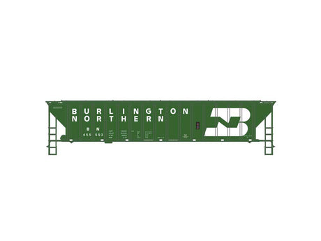 PS-2CD 4740 3-Bay Covered Hopper - 3-Rail - Ready to Run -- Burlington Northern #455593 (Cascade Green, white, Large Logo)