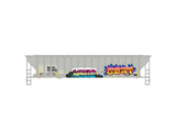 PS-2CD 4740 3-Bay Covered Hopper - 3-Rail - Ready to Run -- LLGX #2642241 (gray, graffiti)-3
