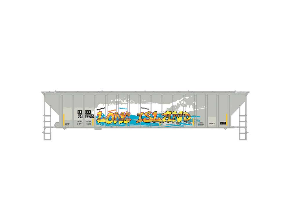 PS-2CD 4740 3-Bay Covered Hopper - 3-Rail - Ready to Run -- LLGX #2642241 (gray, different graffiti)-1