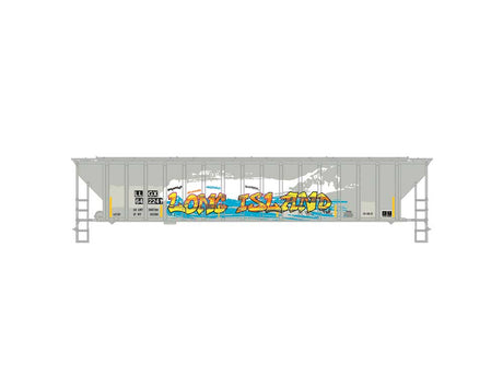 PS-2CD 4740 3-Bay Covered Hopper - 3-Rail - Ready to Run -- LLGX #2642241 (gray, different graffiti)-1
