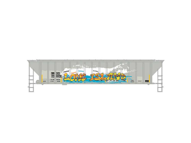 PS-2CD 4740 3-Bay Covered Hopper - 3-Rail - Ready to Run -- LLGX #2642241 (gray, different graffiti)-1