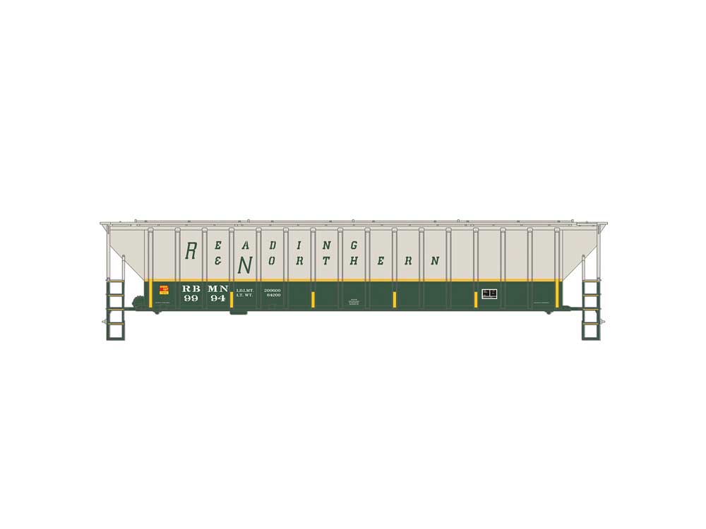 PS-2CD 4740 3-Bay Covered Hopper - 3-Rail - Ready to Run -- Reading & Northern #9994 (gray, green, yellow)