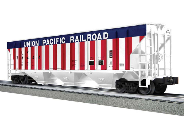 PS-2CD 4740 3-Bay Covered Hopper - 3-Rail - Ready to Run -- Union Pacific #74444 (Bicentennial, red, white, blue)