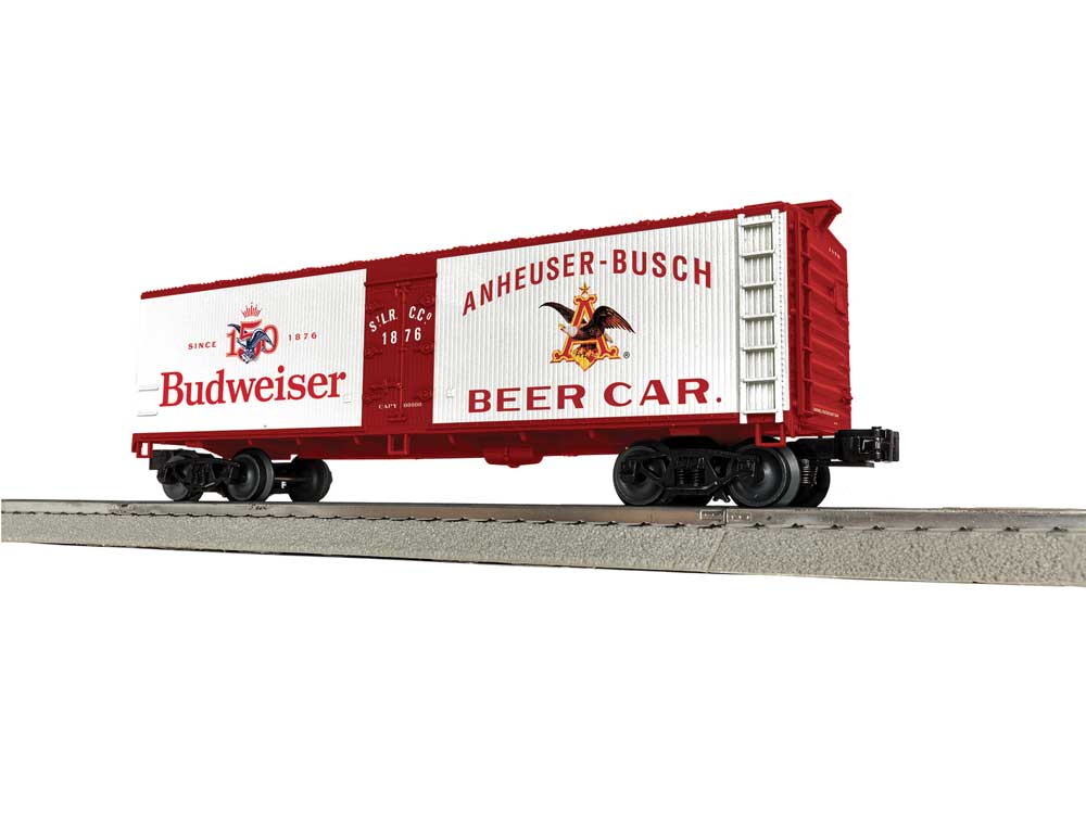 40' Wood Ice Reefer with Vertical Siding - 3-Rail - Ready to Run -- Budweiser #1876 (white, red)