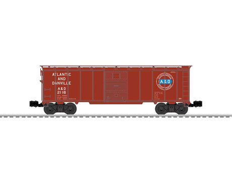 Steel Boxcar - 3-Rail - Ready to Run -- Atlantic & Danville #2116 (Boxcar Red, blue Arrow Logo)