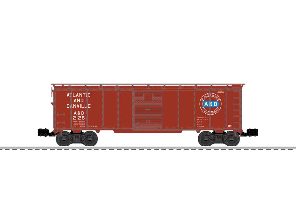 Steel Boxcar - 3-Rail - Ready to Run -- Atlantic & Danville #2126 (Boxcar Red, blue Arrow Logo)