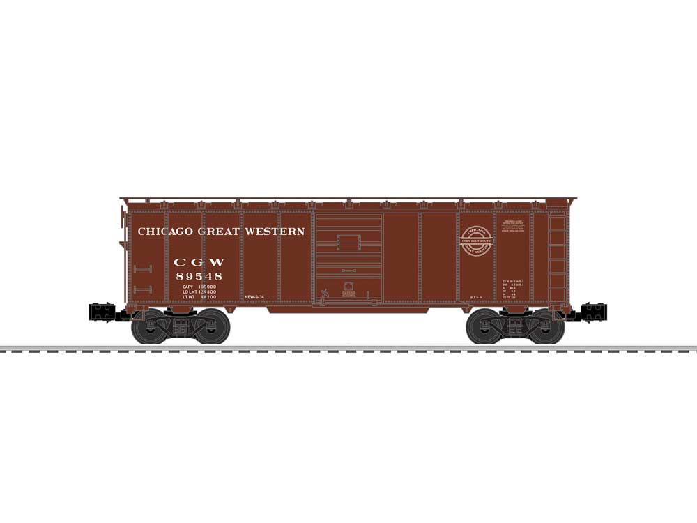 Steel Boxcar - 3-Rail - Ready to Run -- Chicago Great Western #89548 (Boxcar Red, Corn Belt Logo)