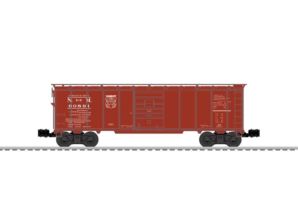 Steel Boxcar - 3-Rail - Ready to Run -- Nacionales de Mexico #60891 (Boxcar Red)