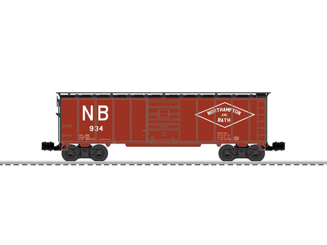 Steel Boxcar - 3-Rail - Ready to Run -- Northampton & Bath #934 (Boxcar Red, black, Large Logo)