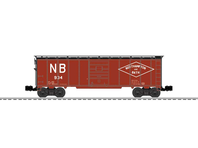 Steel Boxcar - 3-Rail - Ready to Run -- Northampton & Bath #934 (Boxcar Red, black, Large Logo)