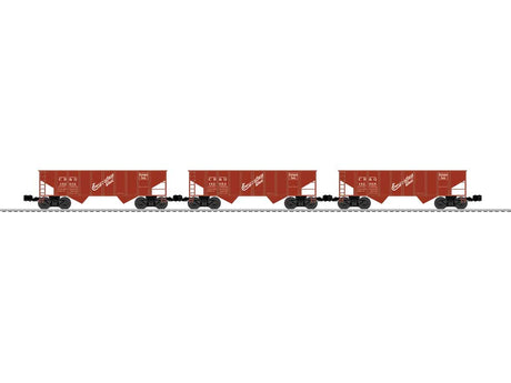 2-Bay Steel Hopper 3-Pack - 3-Rail - Ready to Run -- Chicago, Burlington & Quincy #192968, 192954, 192919 (Boxcar Red)
