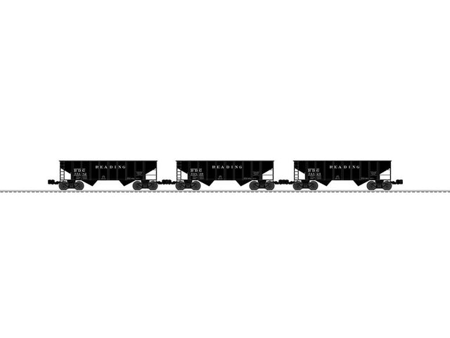 2-Bay Steel Hopper 3-Pack - 3-Rail - Ready to Run -- Reading #74524, 74819, 75182 (black)