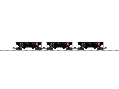2-Bay Steel Hopper 3-Pack - 3-Rail - Ready to Run -- Reading #76457, 76641, 76758 (black, red, Anthracite Logo)