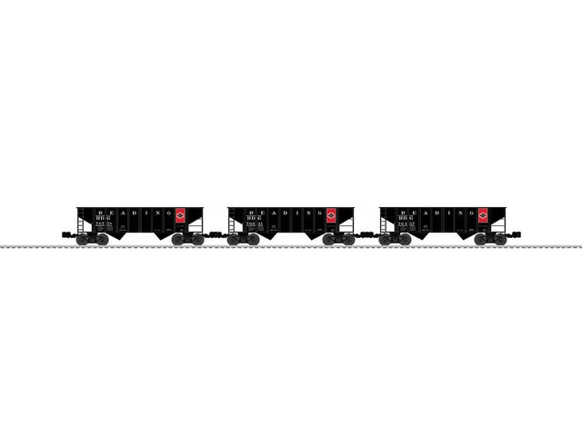 2-Bay Steel Hopper 3-Pack - 3-Rail - Ready to Run -- Reading #76457, 76641, 76758 (black, red, Anthracite Logo)