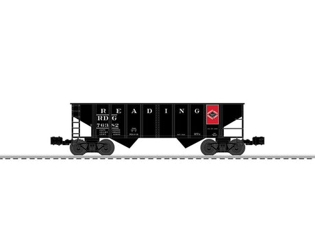 2-Bay Steel Hopper - 3-Rail - Ready to Run -- Reading #76382 (black, red, Anthracite Logo)