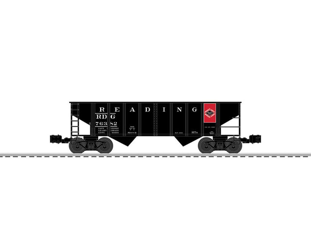 2-Bay Steel Hopper - 3-Rail - Ready to Run -- Reading #76382 (black, red, Anthracite Logo)